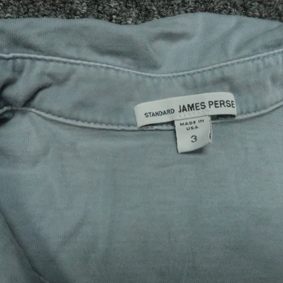 James Perse Shirt Men Large 3 Blue Sueded Jersey Polo Short Sleeve Lightweight - Picture 3 of 10